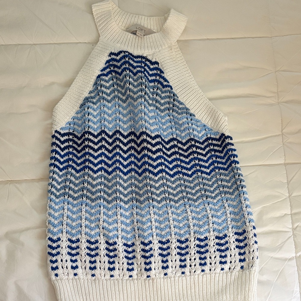 Loft Chevron Knit Halterneck Sweater